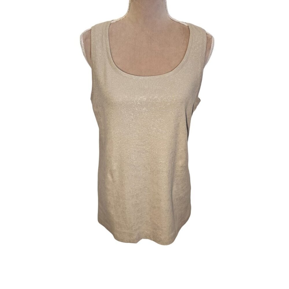 Chico's Shimmer Tivona Tank, Size 3, Tibet Taupe, NWT